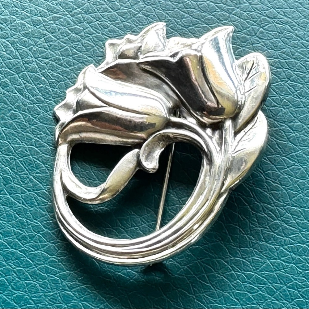 VTG Art Nouveau Style Marked Sterling Silver Tulip Brooch Pin Great Condition! - Picture 5 of 10